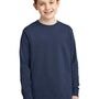 Port & Company Youth Core Long Sleeve Crewneck T-Shirt - Navy Blue