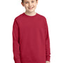 Port & Company Youth Core Long Sleeve Crewneck T-Shirt - Red