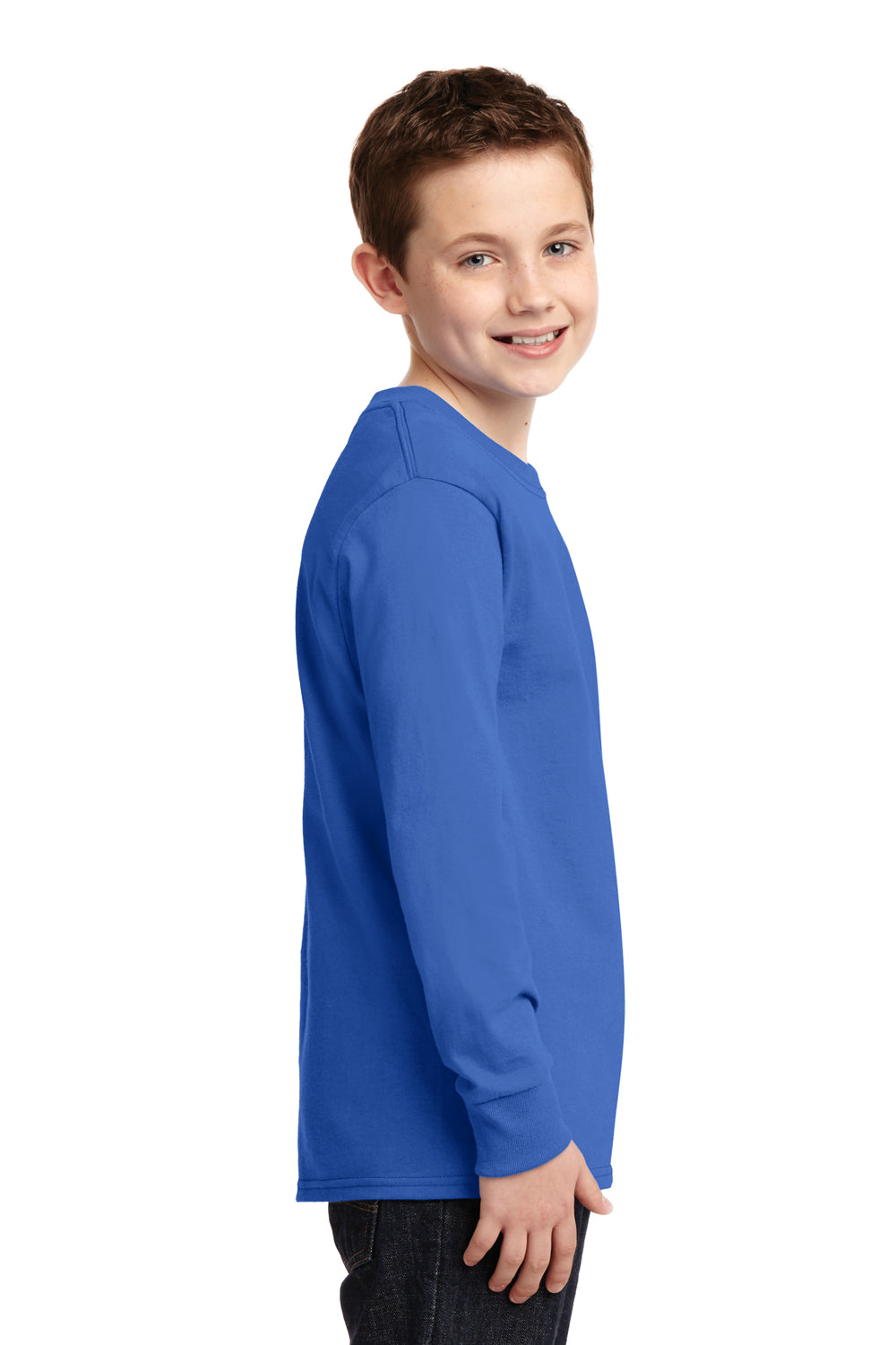 Port & Company PC54YLS Youth Core Long Sleeve Crewneck T-Shirt Royal Blue Side