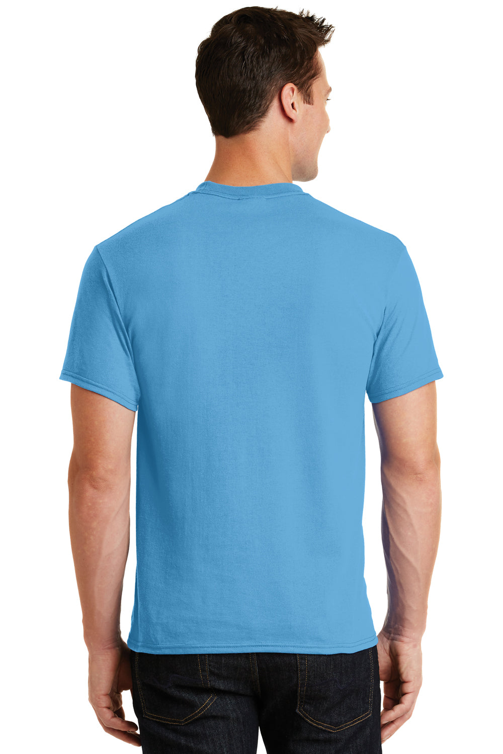 Port & Company PC55 Mens Core Short Sleeve Crewneck T-Shirt Aqua Blue Back