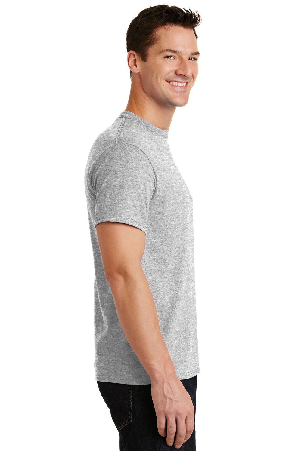 Port & Company PC55 Mens Core Short Sleeve Crewneck T-Shirt Ash Grey Side