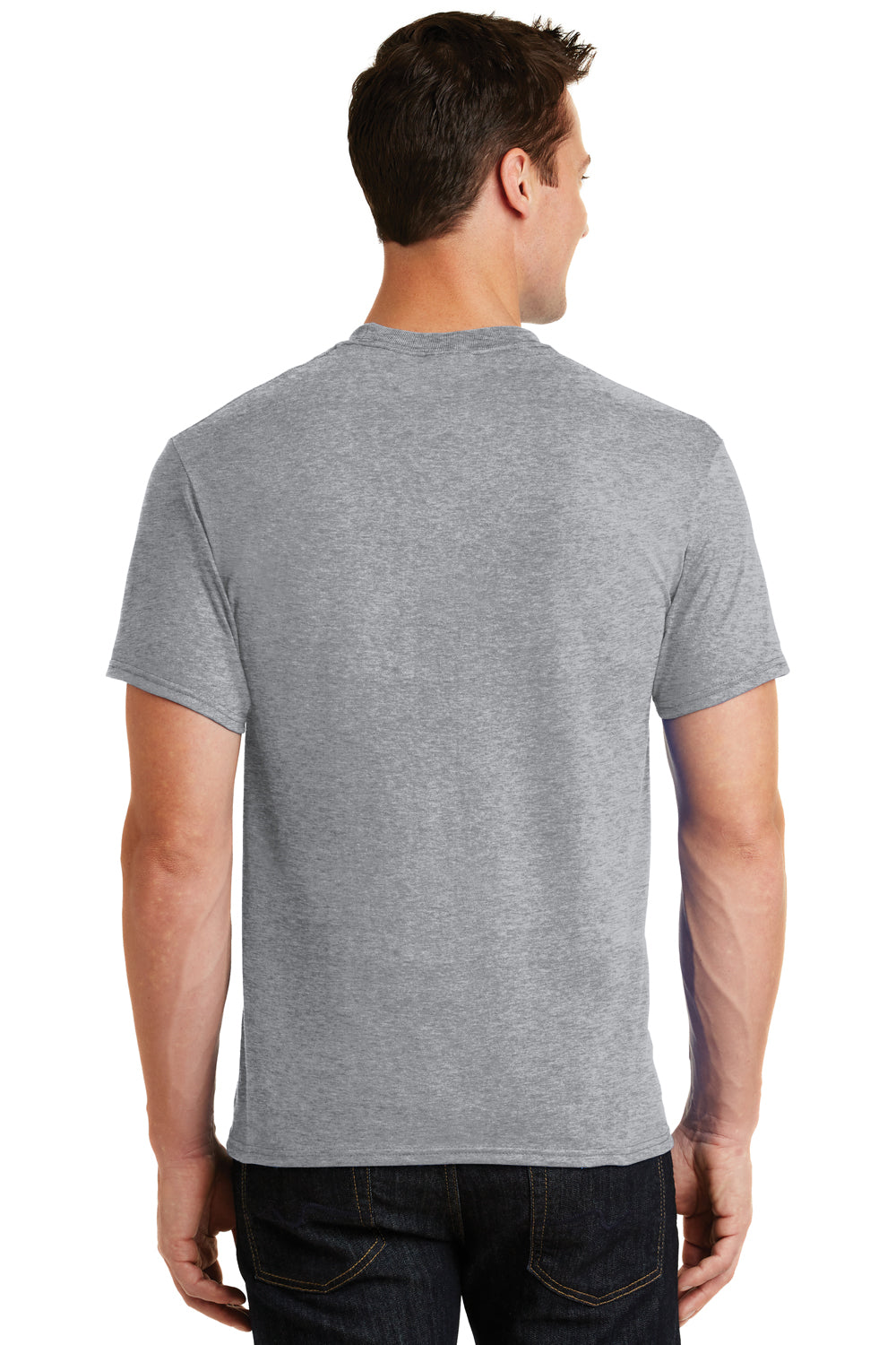 Port & Company PC55 Mens Core Short Sleeve Crewneck T-Shirt Heather Grey Back
