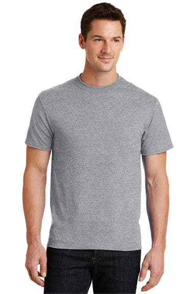 Port & Company PC55 Mens Core Short Sleeve Crewneck T-Shirt Heather Grey Front