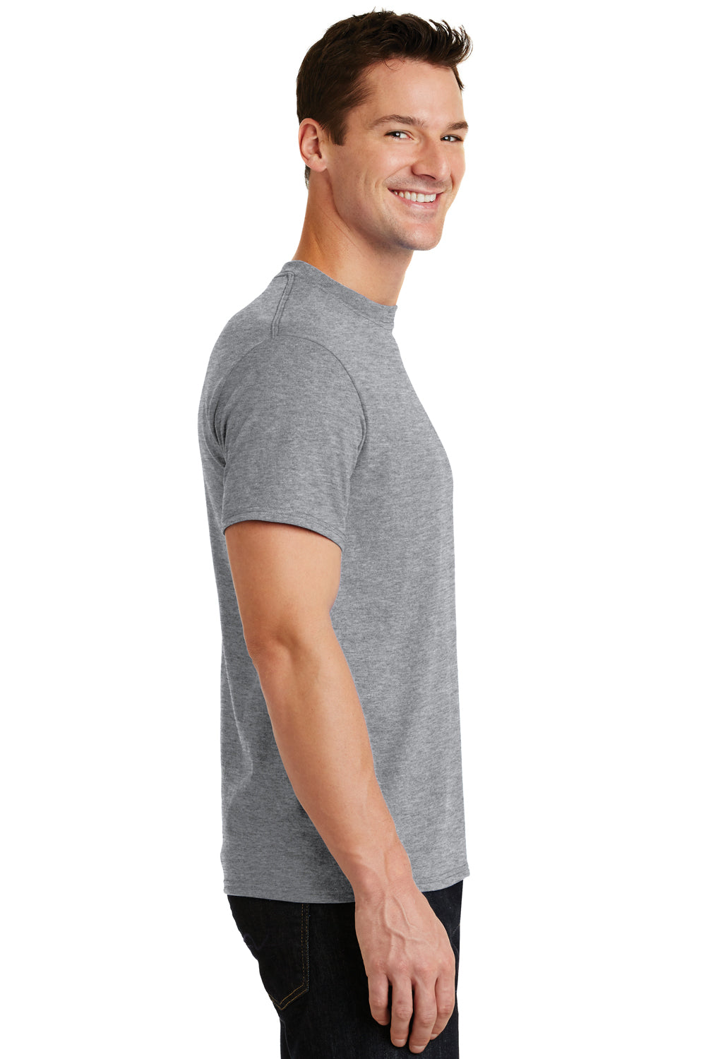 Port & Company PC55 Mens Core Short Sleeve Crewneck T-Shirt Heather Grey Side