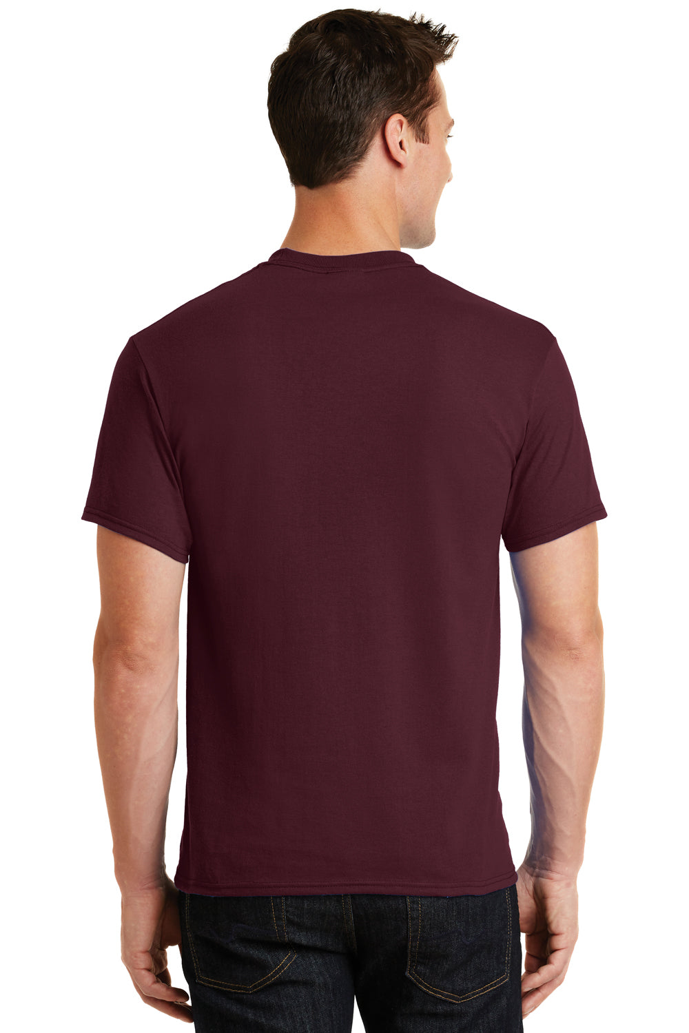 Port & Company PC55 Mens Core Short Sleeve Crewneck T-Shirt Maroon Back