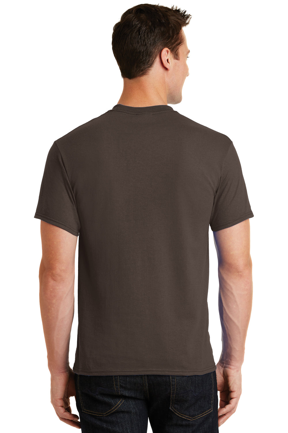 Port & Company PC55 Mens Core Short Sleeve Crewneck T-Shirt Brown Back