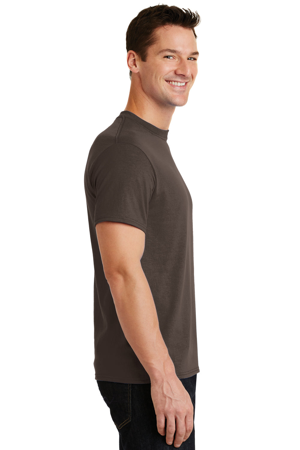 Port & Company PC55 Mens Core Short Sleeve Crewneck T-Shirt Brown Side