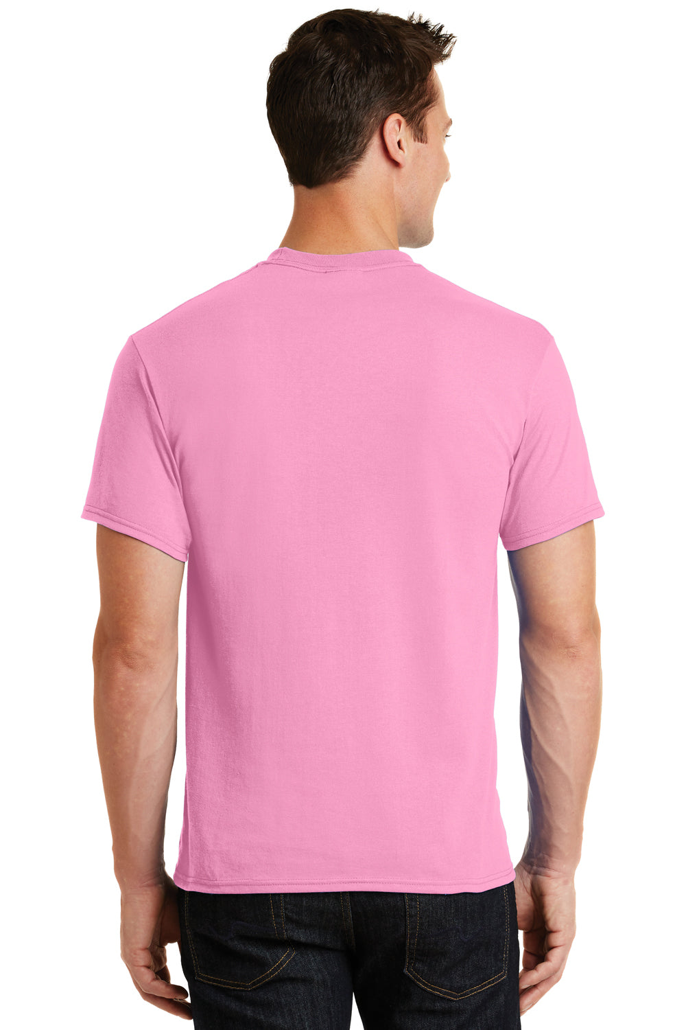 Port & Company PC55 Mens Core Short Sleeve Crewneck T-Shirt Candy Pink Back