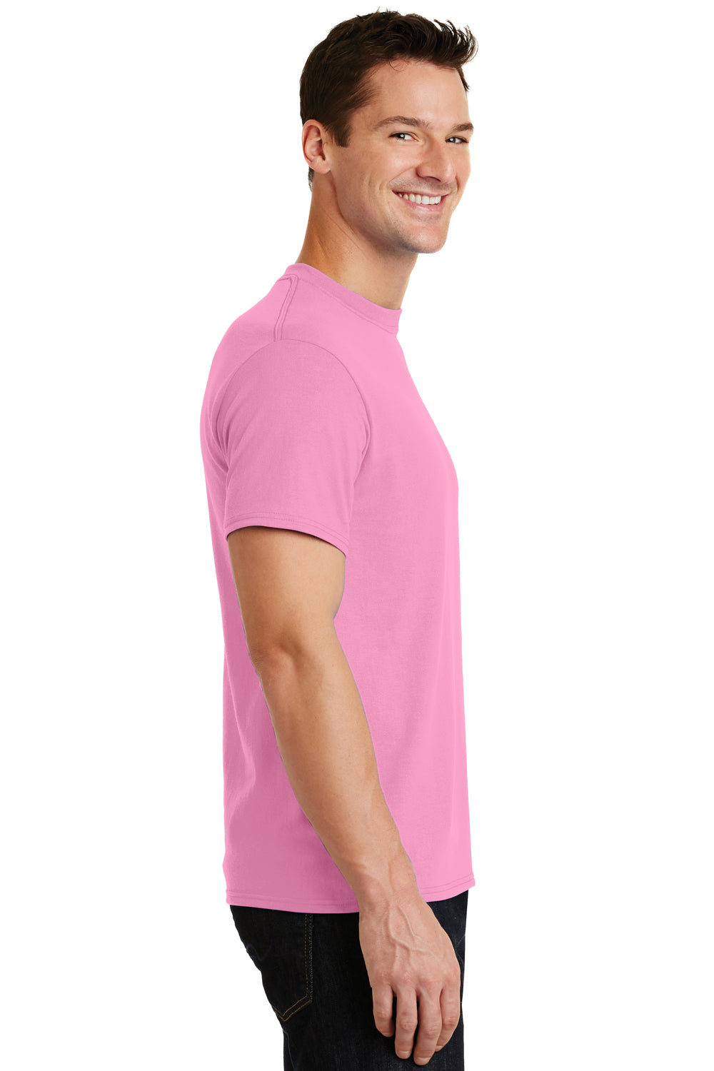 Port & Company PC55 Mens Core Short Sleeve Crewneck T-Shirt Candy Pink Side