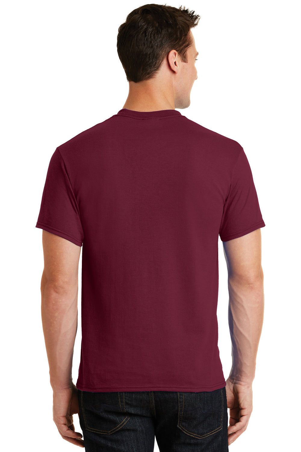 Port & Company PC55 Mens Core Short Sleeve Crewneck T-Shirt Cardinal Red Back