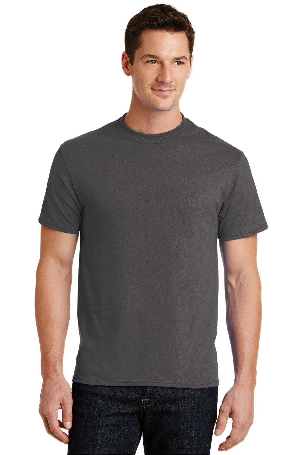 Port & Company PC55 Mens Core Short Sleeve Crewneck T-Shirt Charcoal Grey Front