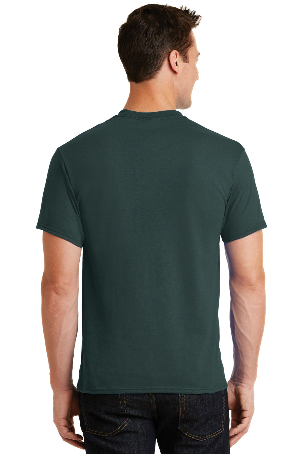 Port & Company PC55 Mens Core Short Sleeve Crewneck T-Shirt Dark Green Back