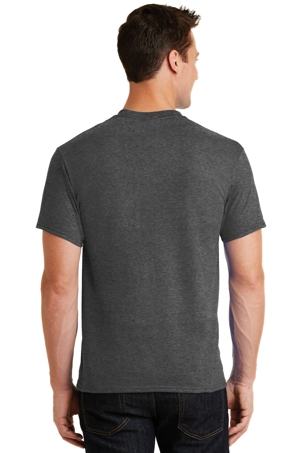 Port & Company PC55 Mens Core Short Sleeve Crewneck T-Shirt Heather Dark Grey Back