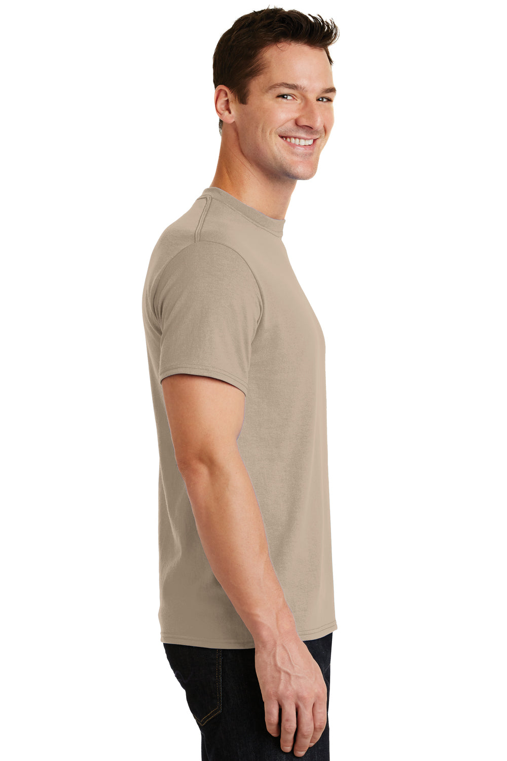 Port & Company PC55 Mens Core Short Sleeve Crewneck T-Shirt Sand Brown Side