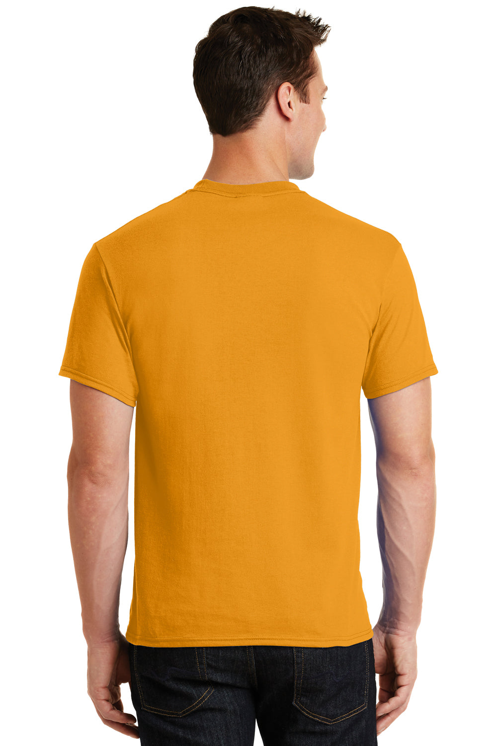 Port & Company PC55 Mens Core Short Sleeve Crewneck T-Shirt Gold Back