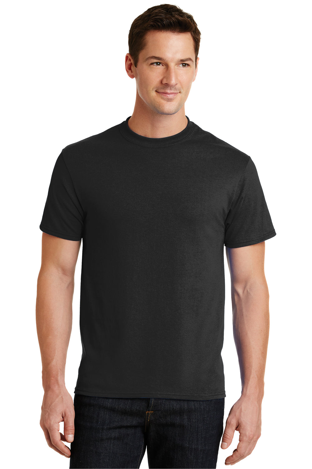 Port & Company PC55 Mens Core Short Sleeve Crewneck T-Shirt Black Front