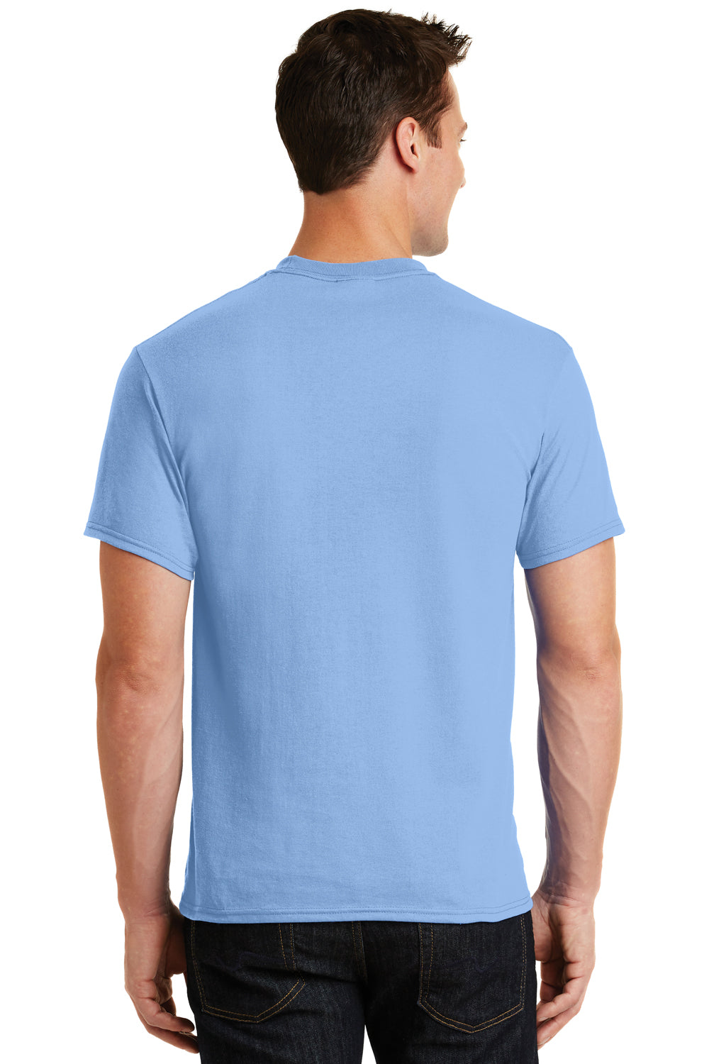 Port & Company PC55 Mens Core Short Sleeve Crewneck T-Shirt Light Blue Back