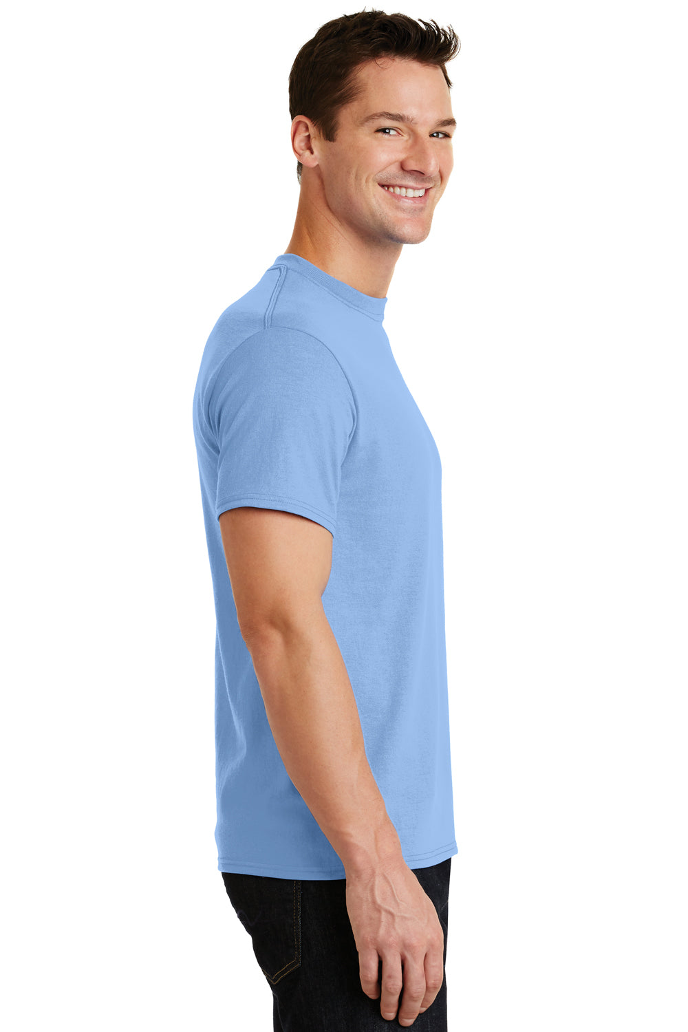 Port & Company PC55 Mens Core Short Sleeve Crewneck T-Shirt Light Blue Side