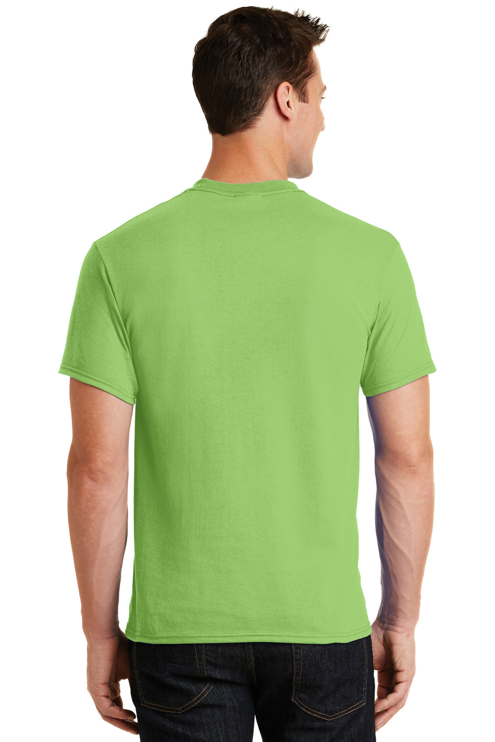 Port & Company PC55 Mens Core Short Sleeve Crewneck T-Shirt Lime Green Back