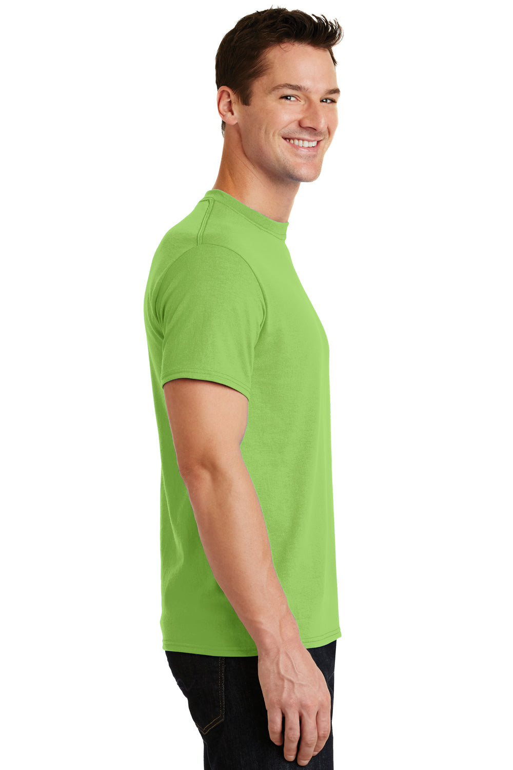 Port & Company PC55 Mens Core Short Sleeve Crewneck T-Shirt Lime Green Side