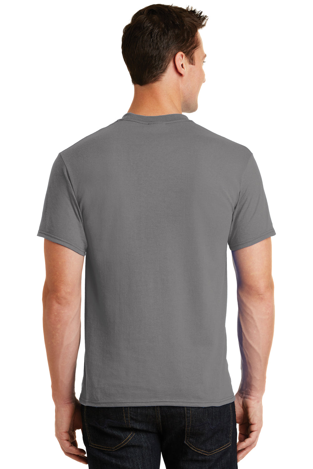 Port & Company PC55 Mens Core Short Sleeve Crewneck T-Shirt Medium Grey Back