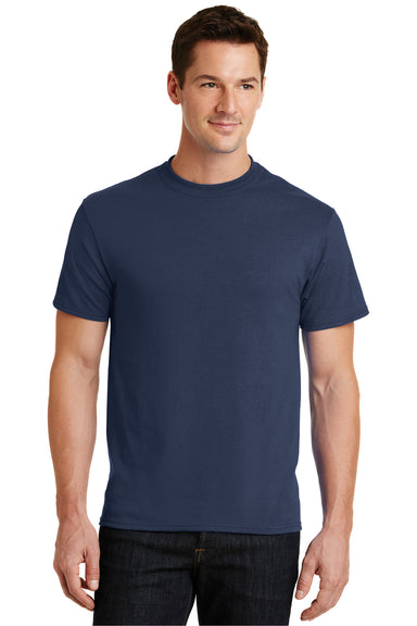 Port & Company PC55 Mens Core Short Sleeve Crewneck T-Shirt Navy Blue Front