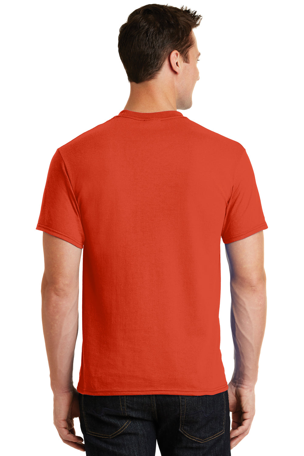 Port & Company PC55 Mens Core Short Sleeve Crewneck T-Shirt Orange Back