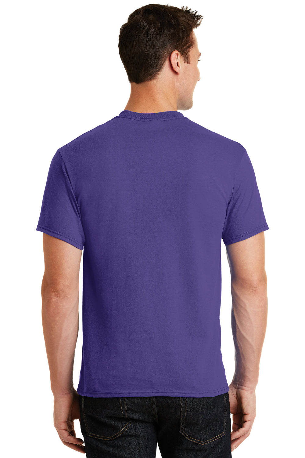 Port & Company PC55 Mens Core Short Sleeve Crewneck T-Shirt Purple Back