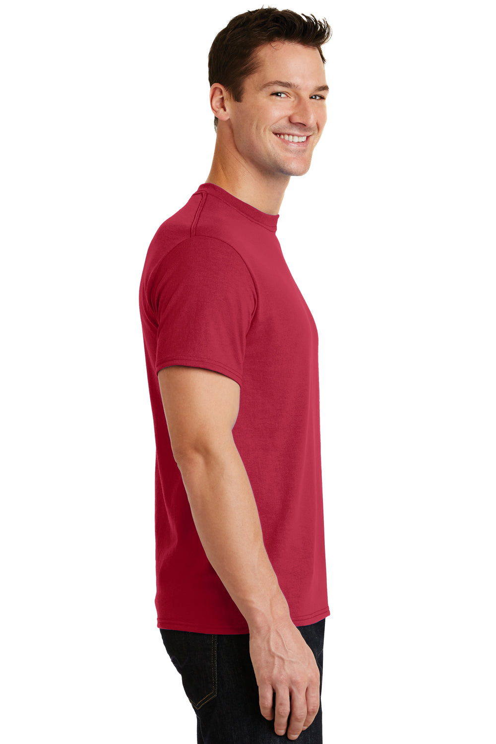 Port & Company PC55 Mens Core Short Sleeve Crewneck T-Shirt Red Side