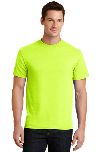 Port & Company PC55 Mens Core Short Sleeve Crewneck T-Shirt Safety Green Front