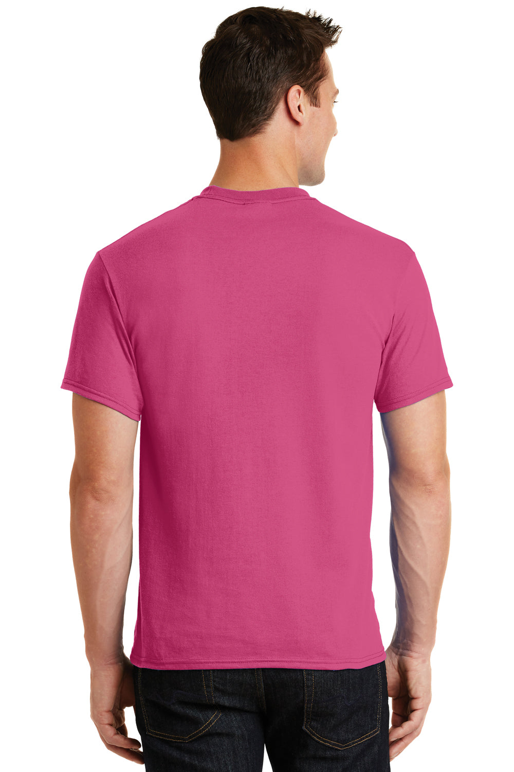 Port & Company PC55 Mens Core Short Sleeve Crewneck T-Shirt Sangria Pink Back