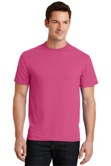 Port & Company PC55 Mens Core Short Sleeve Crewneck T-Shirt Sangria Pink Front