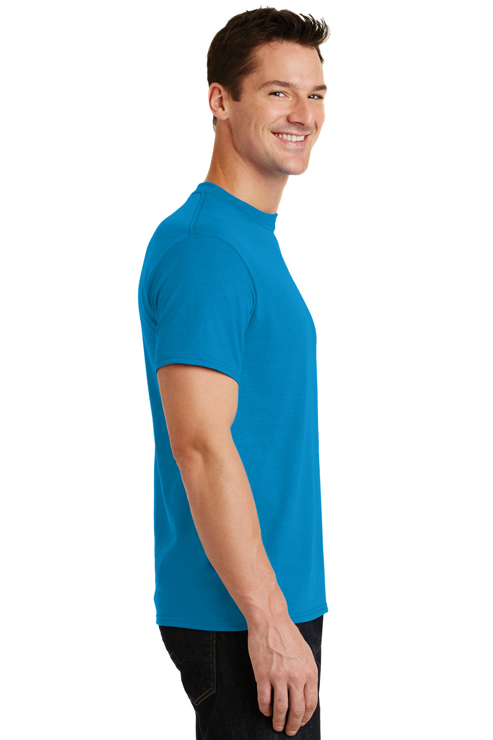 Port & Company PC55 Mens Core Short Sleeve Crewneck T-Shirt Sapphire Blue Side