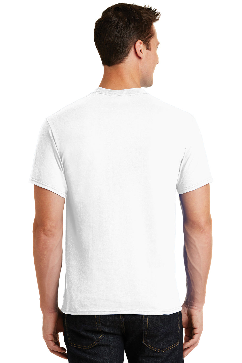 Port & Company PC55 Mens Core Short Sleeve Crewneck T-Shirt White Back