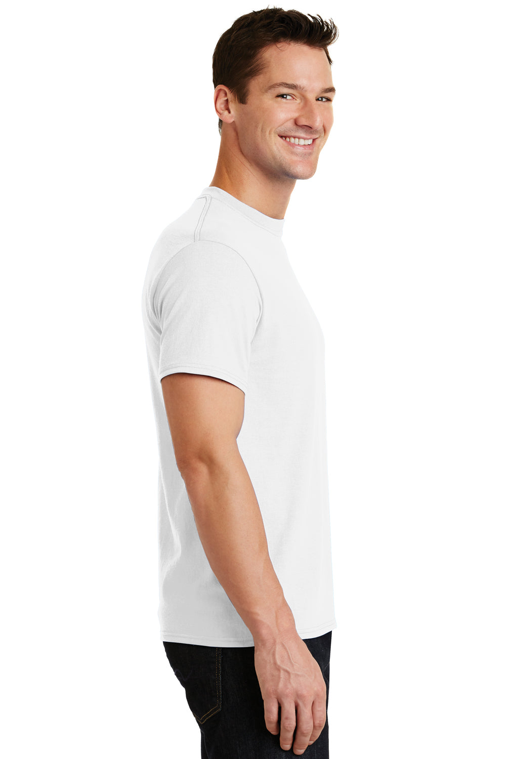 Port & Company PC55 Mens Core Short Sleeve Crewneck T-Shirt White Side