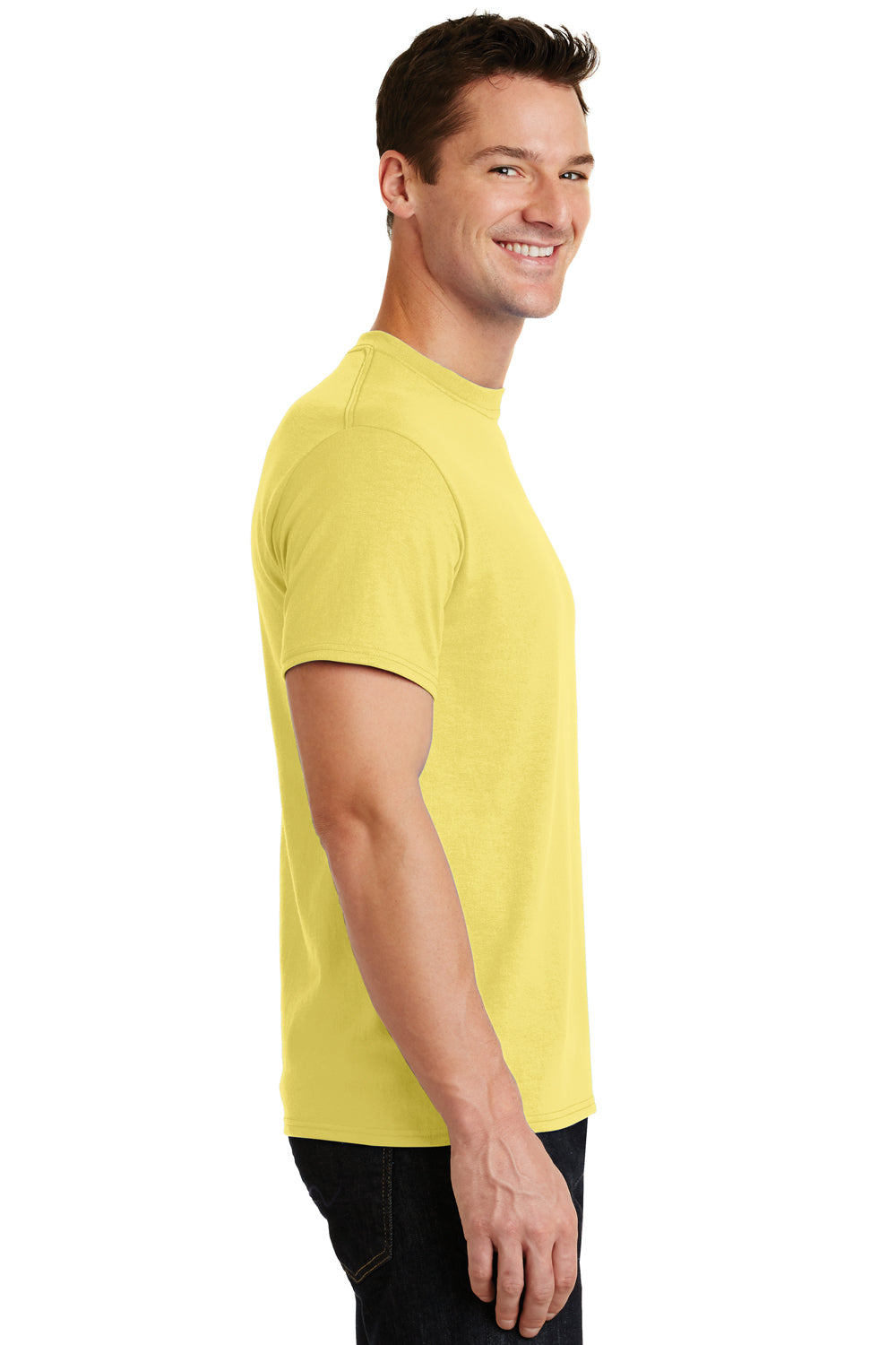 Port & Company PC55 Mens Core Short Sleeve Crewneck T-Shirt Yellow Side