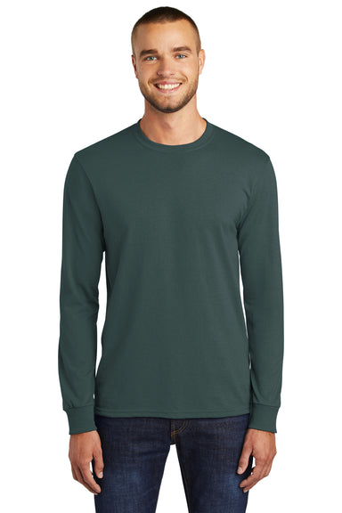 Port & Company PC55LS Mens Core Long Sleeve Crewneck T-Shirt Dark Green Front