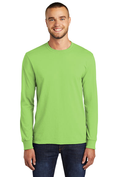 Port & Company PC55LS Mens Core Long Sleeve Crewneck T-Shirt Lime Green Front