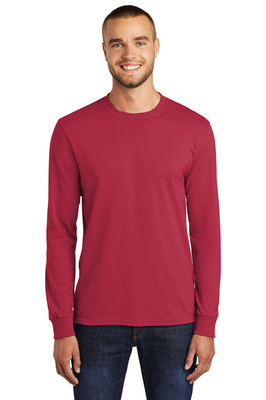 Port & Company PC55LS Mens Core Long Sleeve Crewneck T-Shirt Red Front