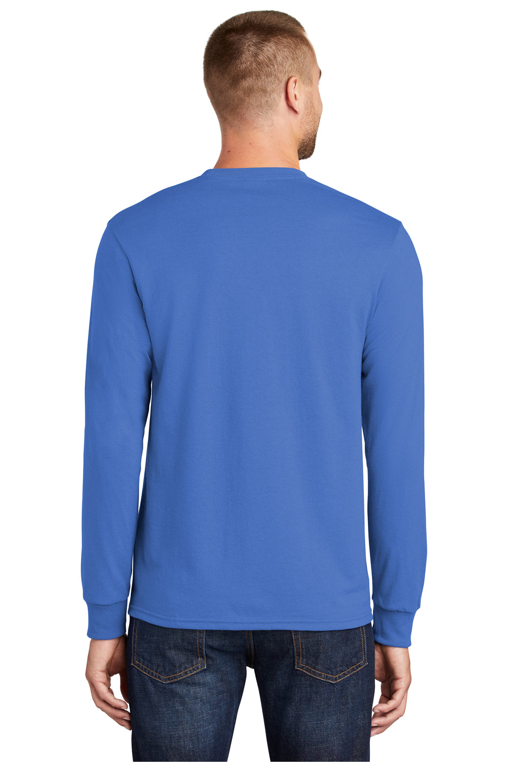 Port & Company PC55LS Mens Core Long Sleeve Crewneck T-Shirt Royal Blue Back
