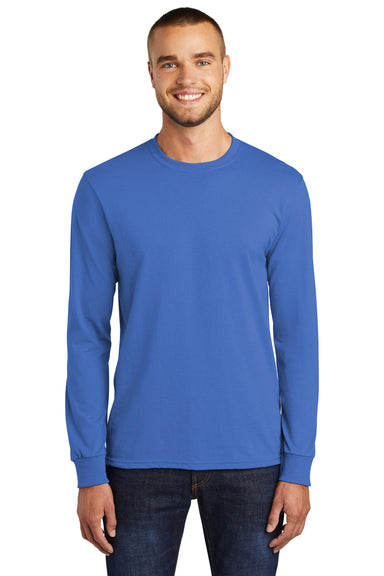 Port & Company PC55LS Mens Core Long Sleeve Crewneck T-Shirt Royal Blue Front