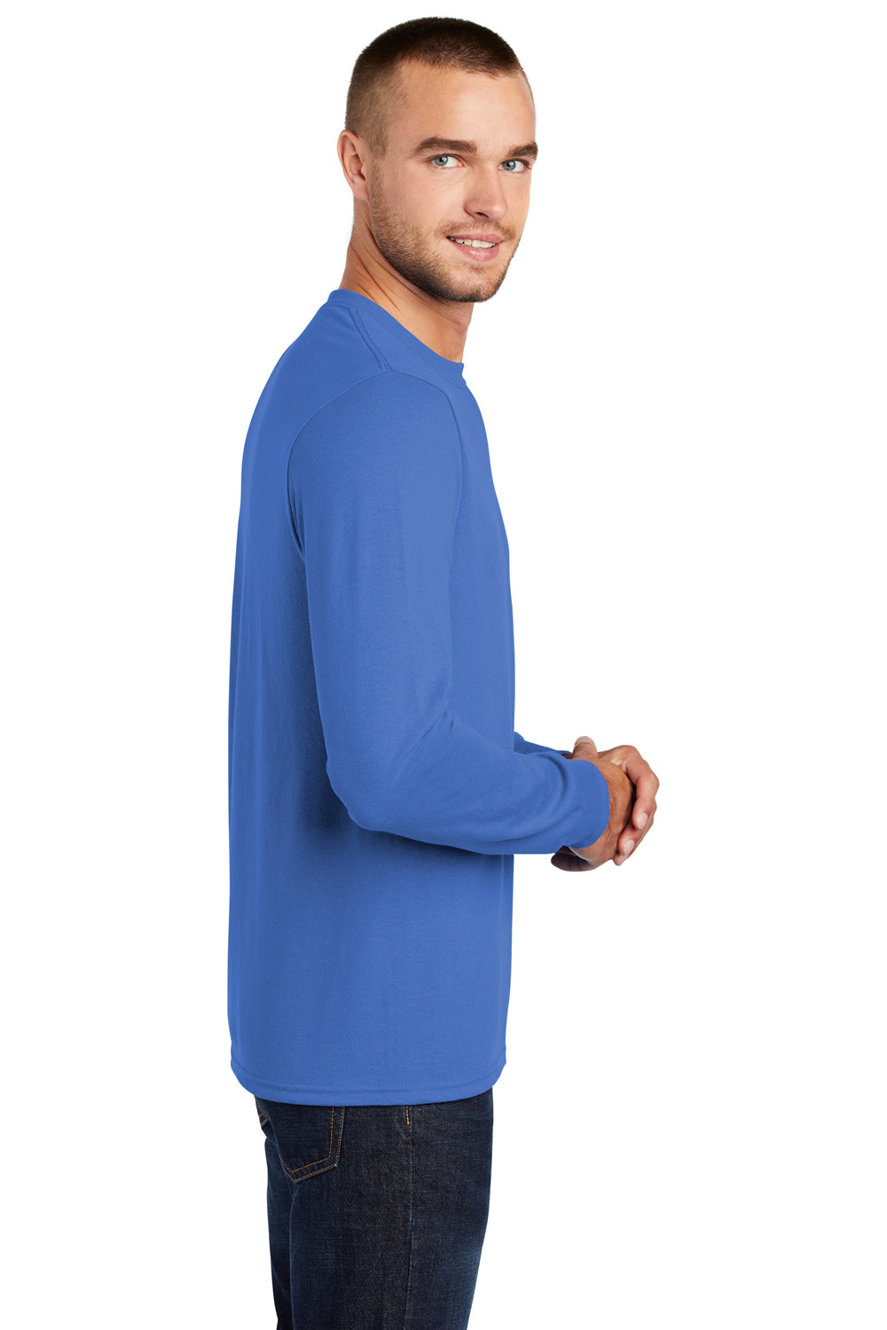 Port & Company PC55LS Mens Core Long Sleeve Crewneck T-Shirt Royal Blue Side
