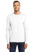 Port & Company PC55LS Mens Core Long Sleeve Crewneck T-Shirt White Front