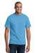 Port & Company PC55P Mens Core Short Sleeve Crewneck T-Shirt w/ Pocket Aqua Blue Front