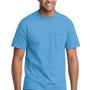 Port & Company Mens Core Short Sleeve Crewneck T-Shirt w/ Pocket - Aquatic Blue