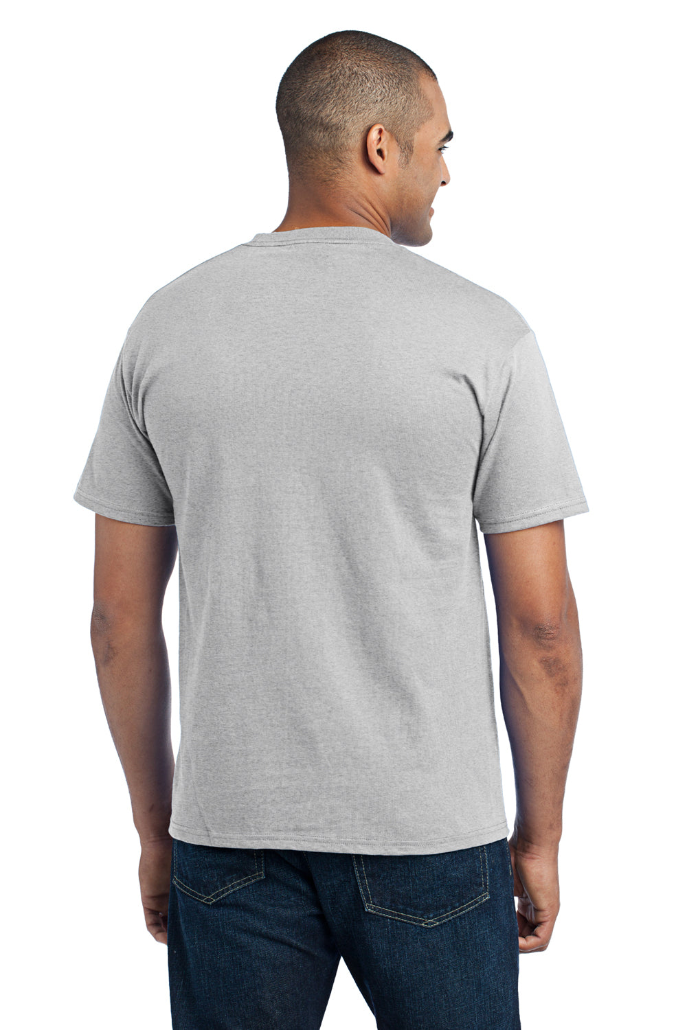 Port & Company PC55P Mens Core Short Sleeve Crewneck T-Shirt w/ Pocket Ash Grey Back