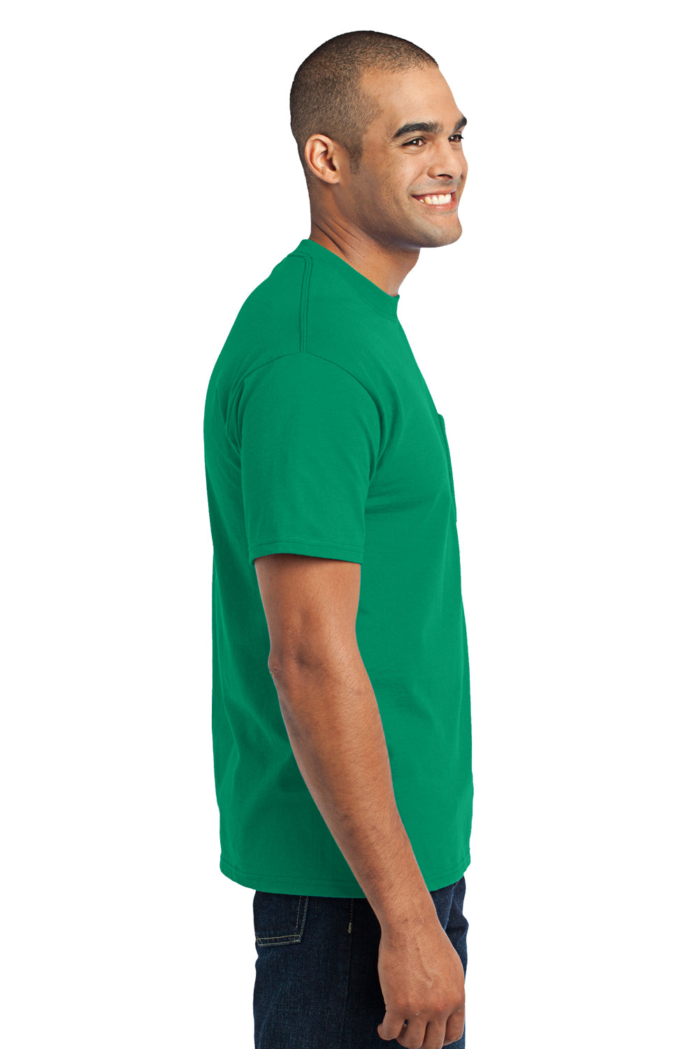 Port & Company PC55P Mens Core Short Sleeve Crewneck T-Shirt w/ Pocket Kelly Green Side