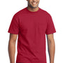 Port & Company Mens Core Short Sleeve Crewneck T-Shirt w/ Pocket - Red