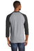Port & Company PC55RS Mens Core Moisture Wicking 3/4 Sleeve Crewneck T-Shirt Heather Grey/Black Back