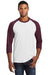 Port & Company PC55RS Mens Core Moisture Wicking 3/4 Sleeve Crewneck T-Shirt White/Maroon Front